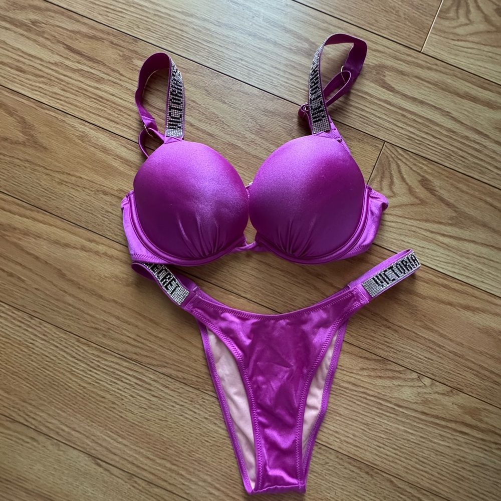 Pink Bikini Set with Branded Elastic Straps